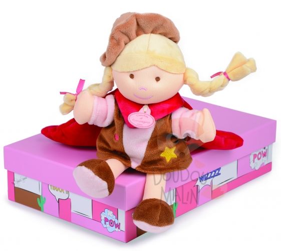  les ptits super héros demoiselle cowboy marron rouge étoile 